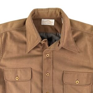 Vintage Countess Mara Faux Suede Shirt Jacket Mens Large Brown USA Disco